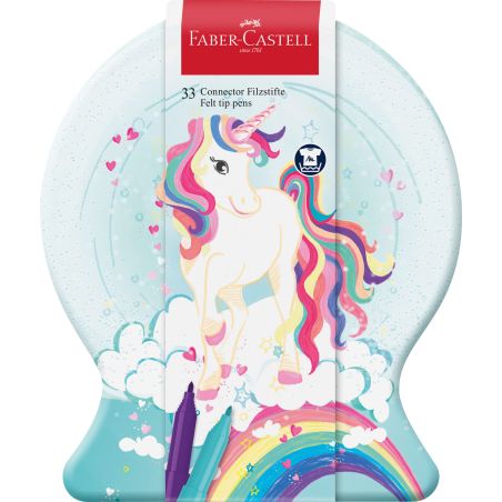 BOITE METAL DE 33 FEUTRES LICORNE FABER CASTELL