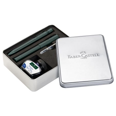 FABER CASTELL GRIP MISTLETOE COFFRET CADEAU AVEC CONVERTISSEUR PLUME ET BILLE ET ENCRIER BLEU