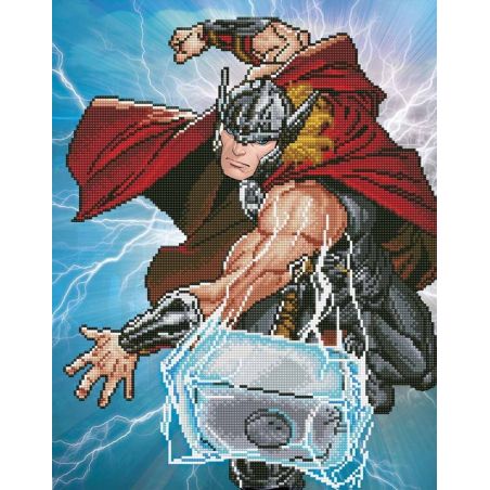 BRODERIE DIAMOND DOTZ - THOR STRIKES (42CM X 53CM) - MARVEL : AVENGERS