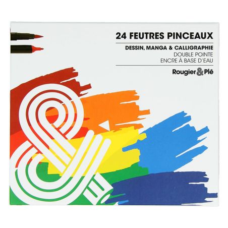 FEUTRES PINCEAUX DOUBLE POINTE BOITE X24