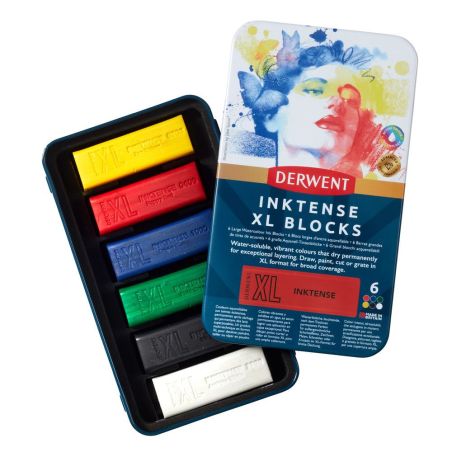 DERWENT - XL INKTENSE - BOÎTE MÉTAL 6 BLOCS AQUARELLABLES ASSORTIS