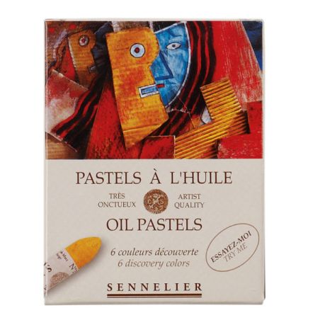 BOITE DE 6 PASTELS A L'HUILE SENNELIER COULEURS ASSORTIES - INITIATION