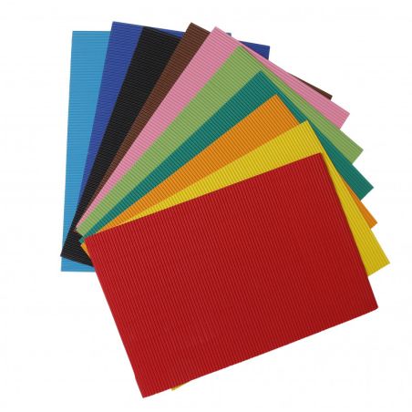 FEUILLES DE CARTON ONDULE COULEURS ASSORTIES 20X30CM 10PCS