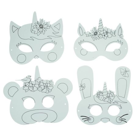 MASQUES A COLORIER LICORNE 4 PCS