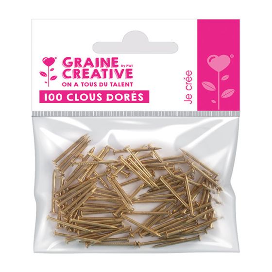 SACHET 100 CLOUS DORES 20MM IM#1441