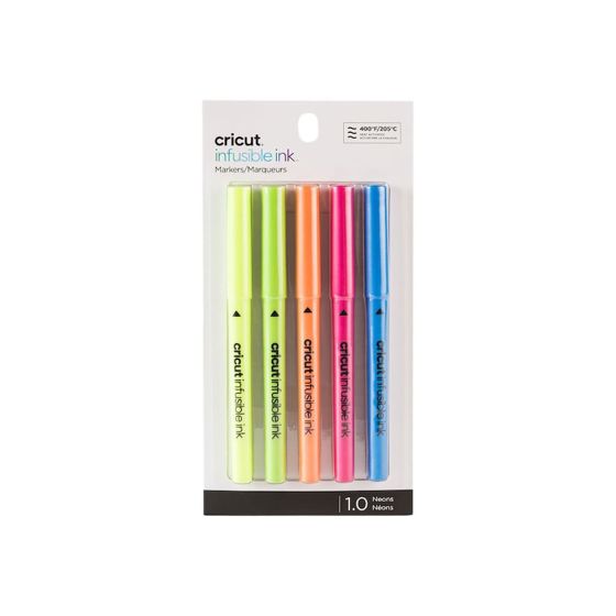 CRICUT - 5 MARQUEURS NEONS POINTE FINE 1.0 MM INFUSIBLE INK