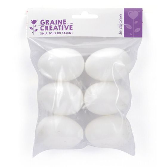 LOT DE 6 OEUFS PLASTIQUE BLANC