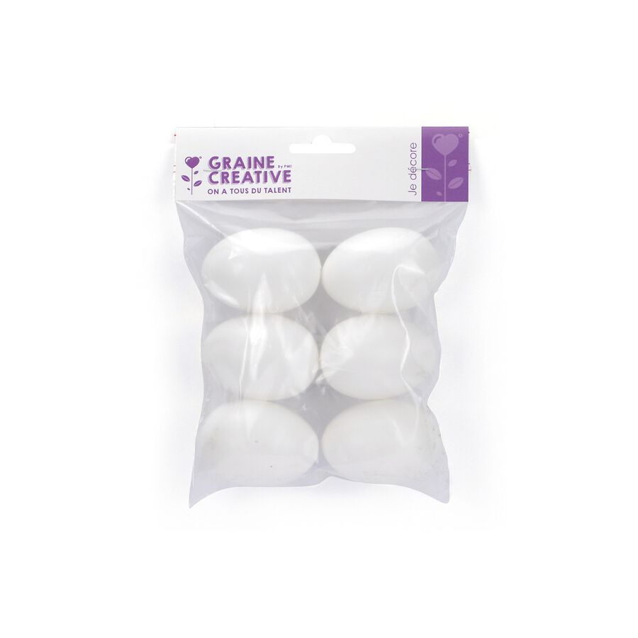 LOT DE 6 OEUFS PLASTIQUE BLANC