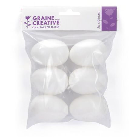 LOT DE 6 OEUFS PLASTIQUE BLANC