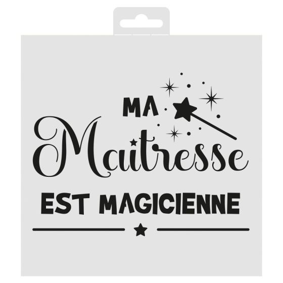 POCHOIR DECO MAITRESSE MAGICIENNE - 20X20