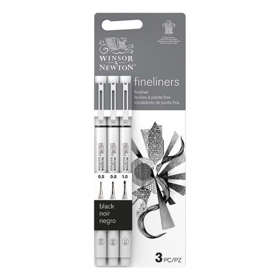 SET DE 3 FEUTRES FINS FINELINER 0,5MM 0,8MM ET 1,0MM WINSOR & NEWTON