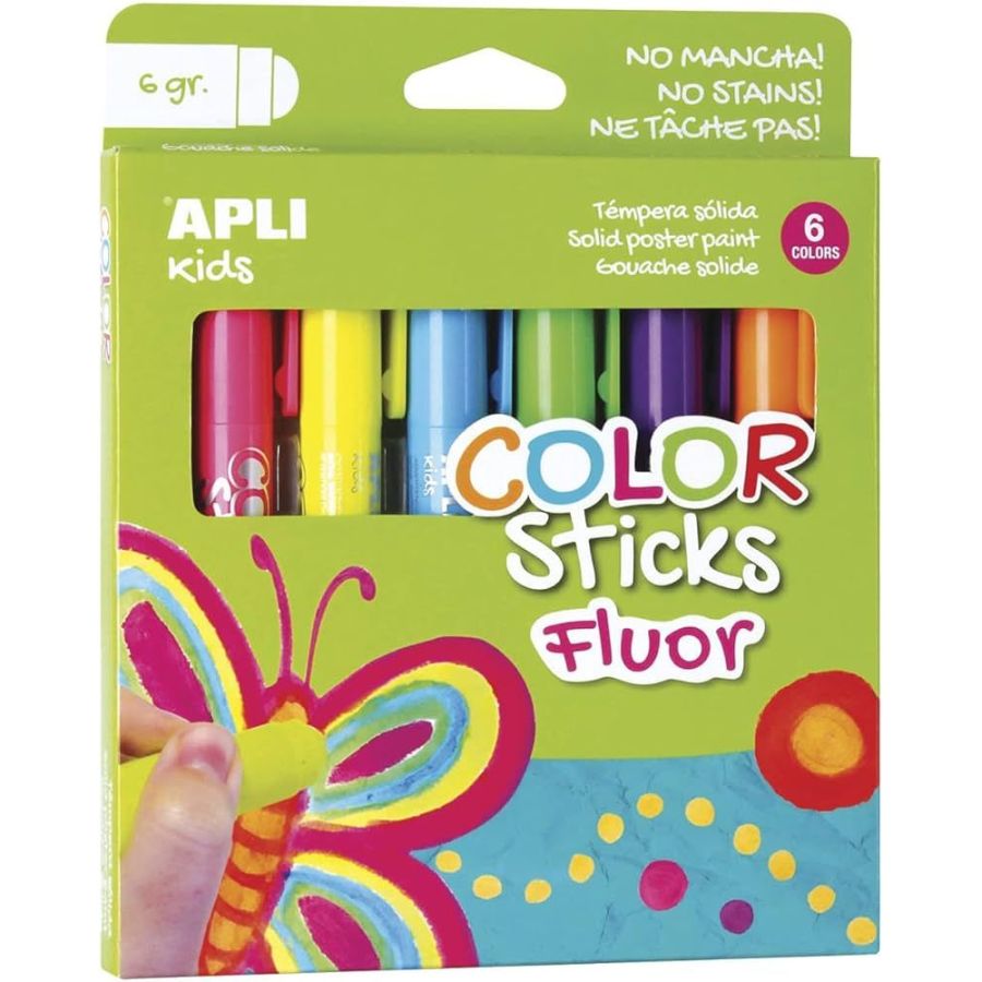 COLOR STICKS FLUOR - PACK 6 TUBES GOUACHE SOLIDE FLUO 6G