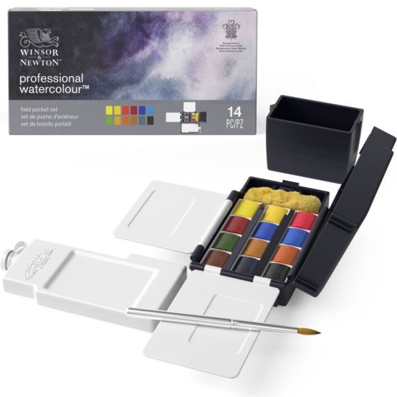 WINSOR & NEWTON BOITE DE VOYAGE EXTRA FINE 12 1/2 GODETS