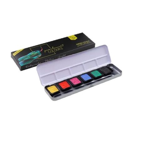 BOITE METAL AQUARELLE FINETEC 6 COULEURS PEARLESCENT  HIGH CHROMA