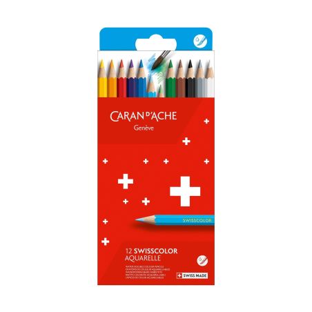 SWISSCOLOR ETUI EN CARTON DE 12 CRAYONS AQUARELLABLES