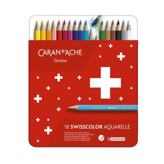 SWISSCOLOR ETUI EN CARTON DE 18 CRAYONS AQUARELLABLES FSC