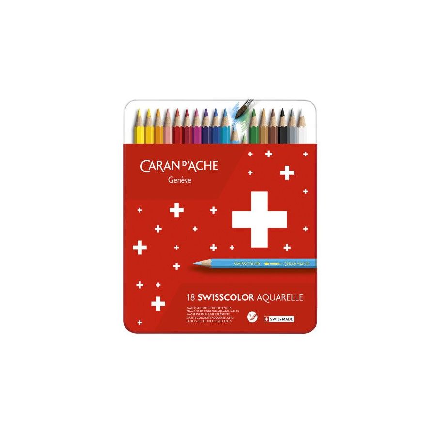 SWISSCOLOR ETUI EN CARTON DE 18 CRAYONS AQUARELLABLES FSC