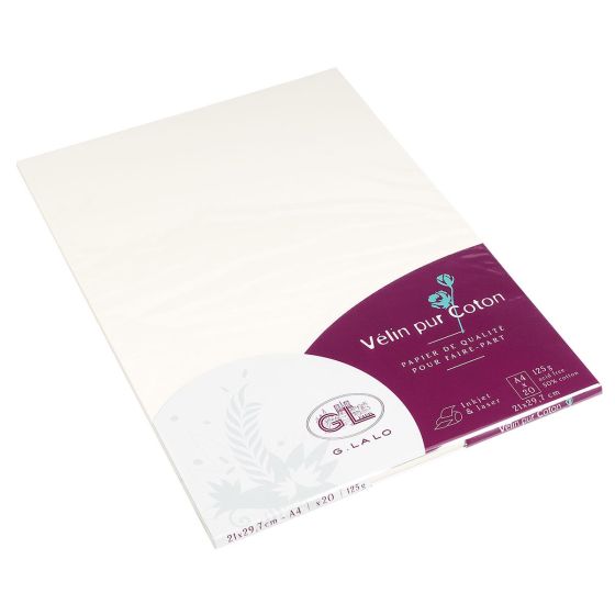 50 FEUILLES LALO VÉLIN - A4 - 125G - CREME  50% COTON