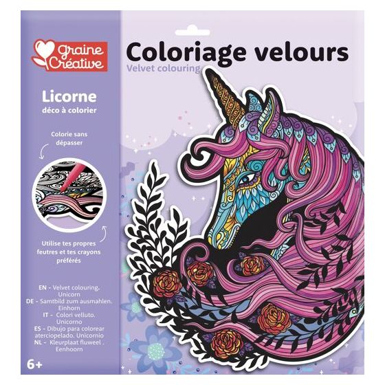 COLORIAGE VELOURS LICORNE