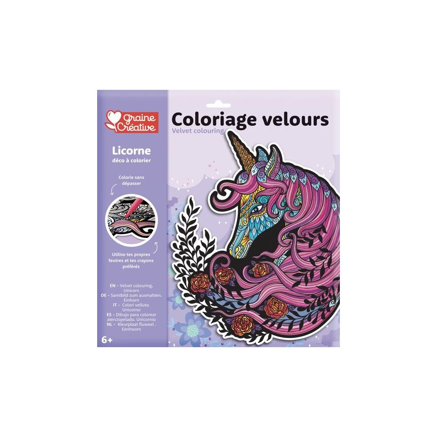 COLORIAGE VELOURS LICORNE