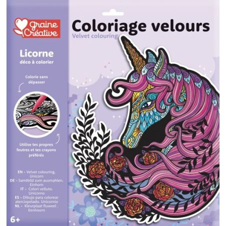 COLORIAGE VELOURS LICORNE