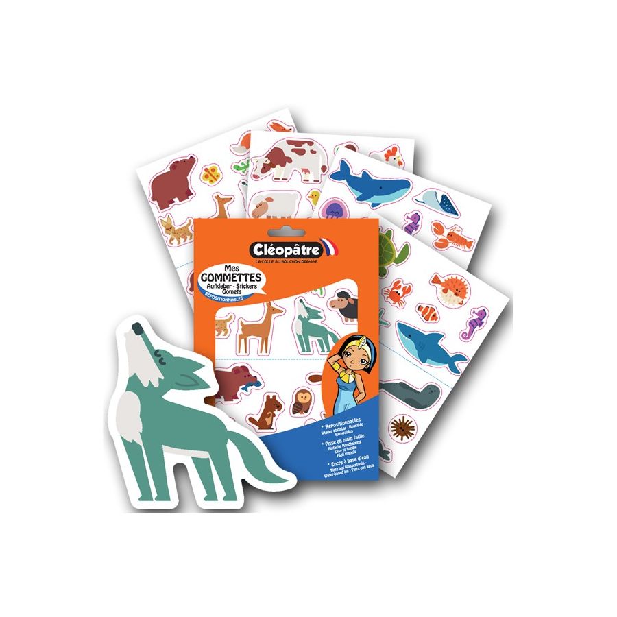 120 GOMMETTES ANIMAUX 18 A 78 MM