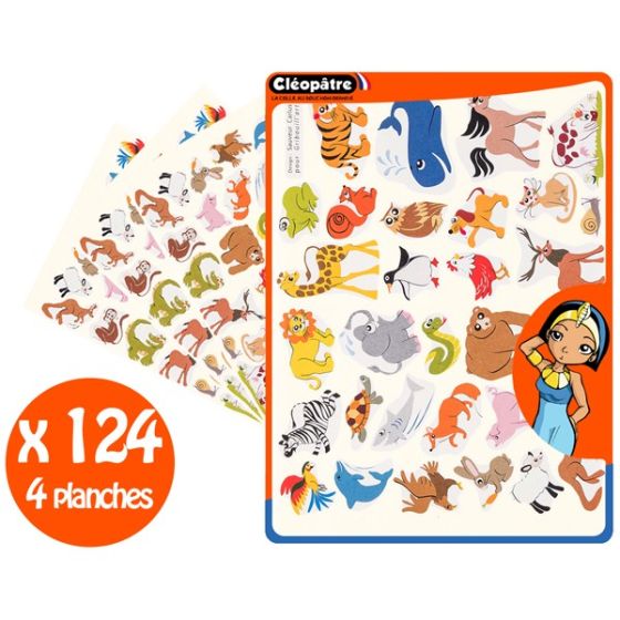 124 GOMMETTES ANIMAUX 18 A 34 MM