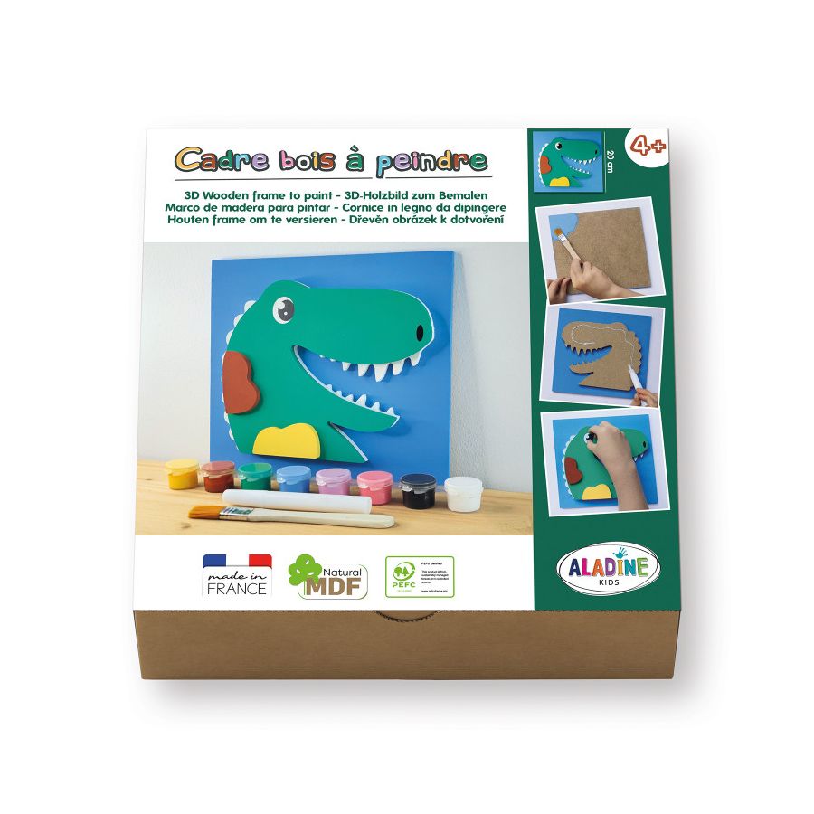 COFFRET CADRE BOIS A PEINDRE DINO - ALADINE