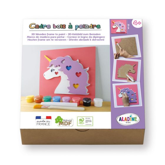 COFFRET CADRE BOIS A PEINDRE LICORNE - ALADINE