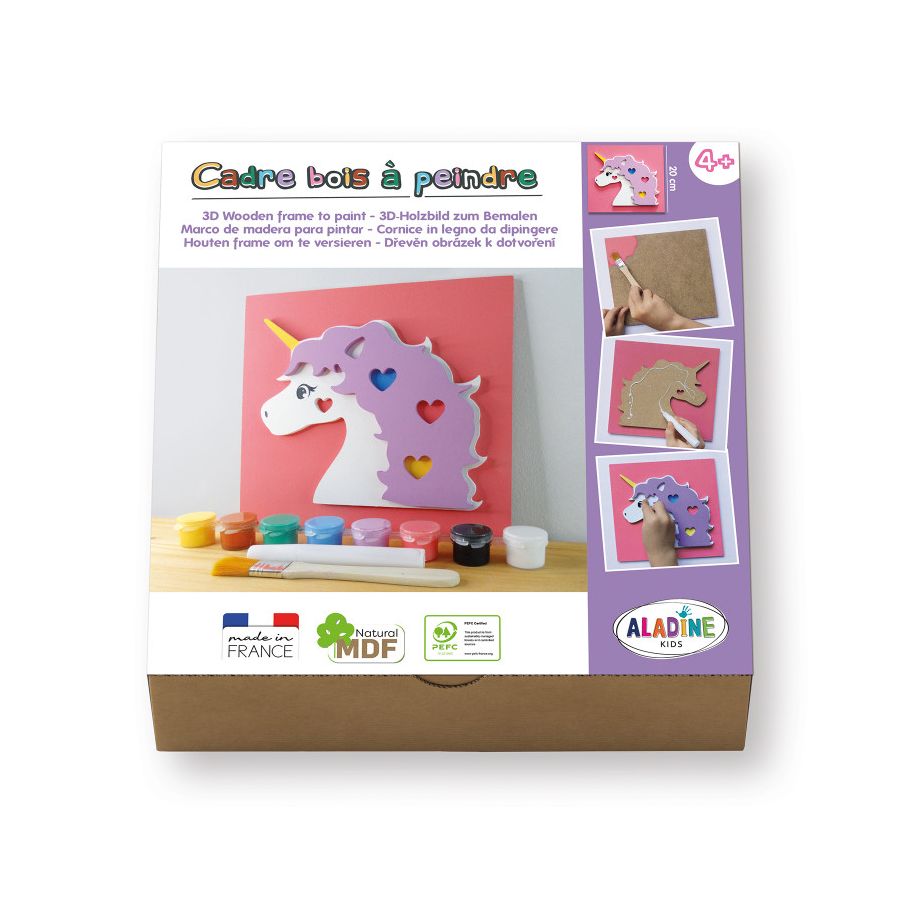 COFFRET CADRE BOIS A PEINDRE LICORNE - ALADINE