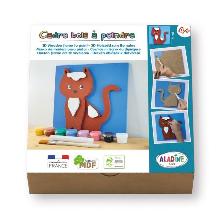 COFFRET CADRE BOIS A PEINDRE CHAT - ALADINE