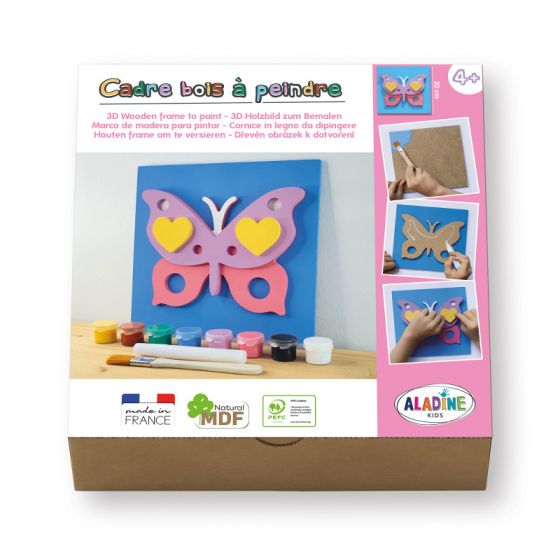 COFFRET CADRE BOIS A PEINDRE PAPILLON - ALADINE