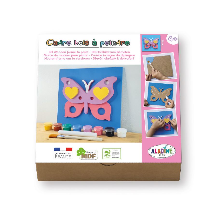 COFFRET CADRE BOIS A PEINDRE PAPILLON - ALADINE