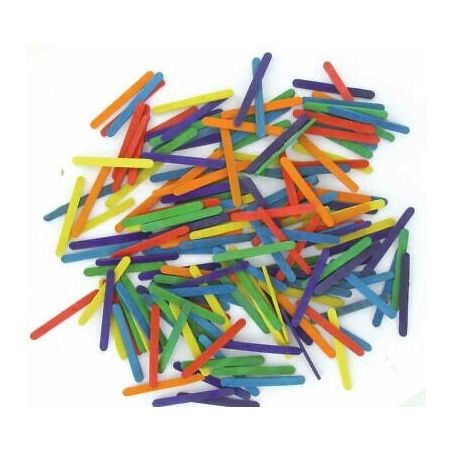 200 BATONNETS BOIS MULTICOLORES 0,6CM X 5.5CM