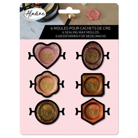 LOT DE 6 MOULES POUR CACHET DE CIRE 'ALADINE'