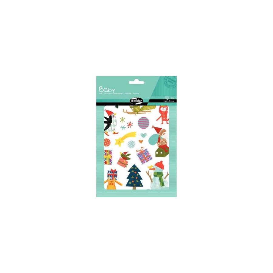 POCHETTE 6 FEUILLES GOMMETTES NOEL - BABY MAILDOR