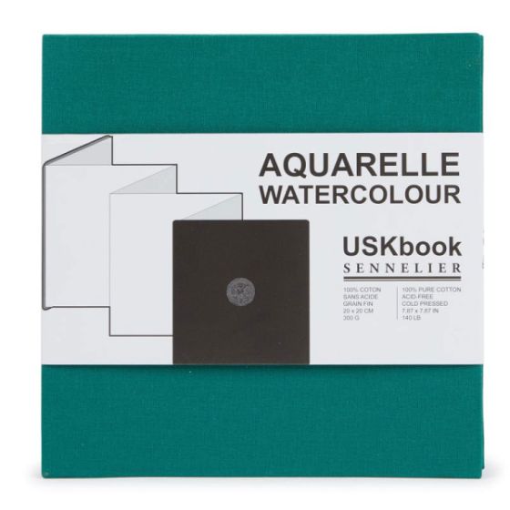 USK BOOK - PAPIER AQUARELLE 300G, GRAIN FIN - 20X20CM