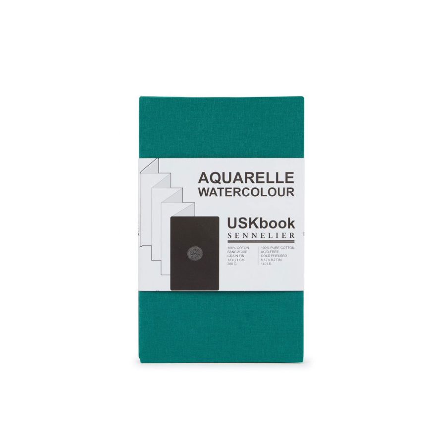 USK BOOK - PAPIER AQUARELLE 300G, GRAIN FIN - 13X21CM