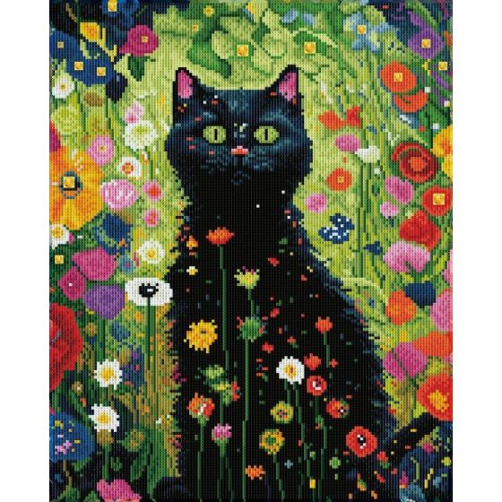 BRODERIE DIAMOND DOTZ - LE CHAT NOIR AU JARDIN