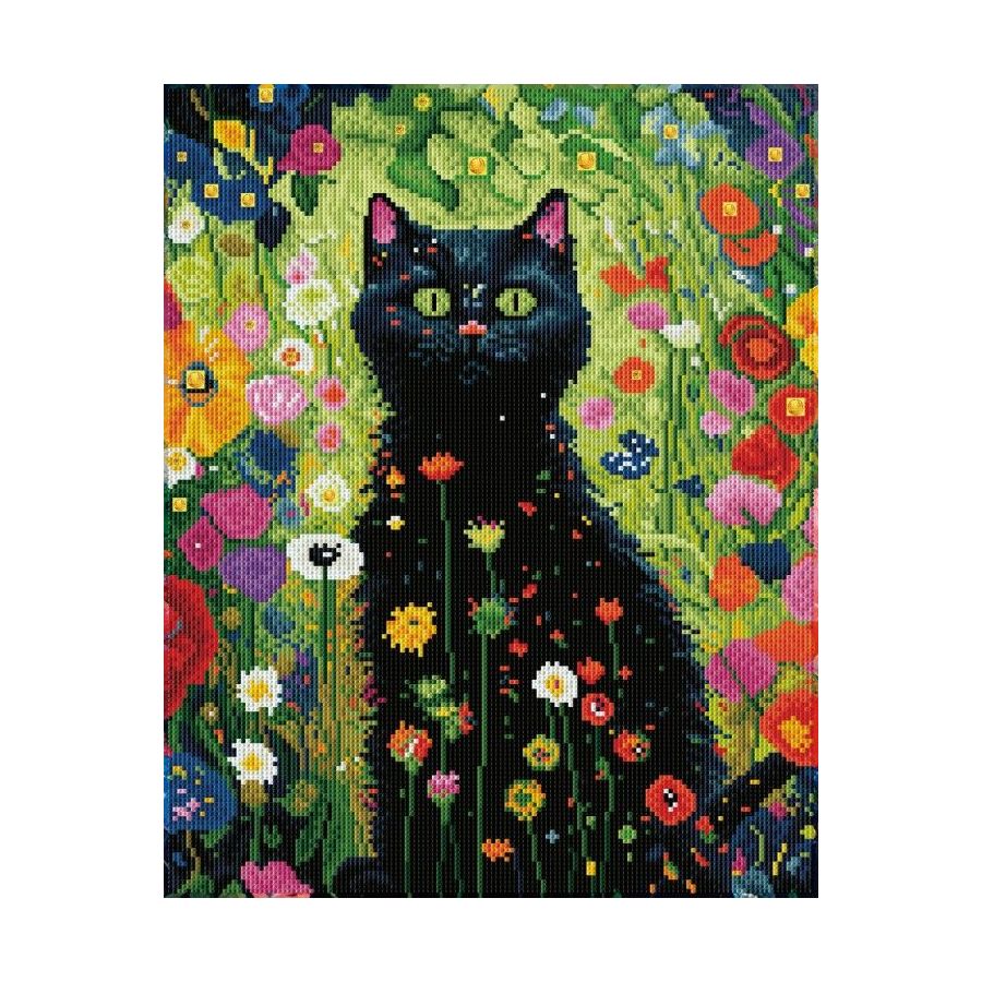 BRODERIE DIAMOND DOTZ - LE CHAT NOIR AU JARDIN