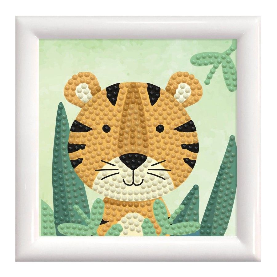 BRODERIE DIAMOND DOTZ AVEC CADRE TIGRE DES BOIS