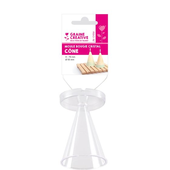 MOULE BOUGIE CRISTAL MOYEN CONE H 78 MM - DIAM 55 MM