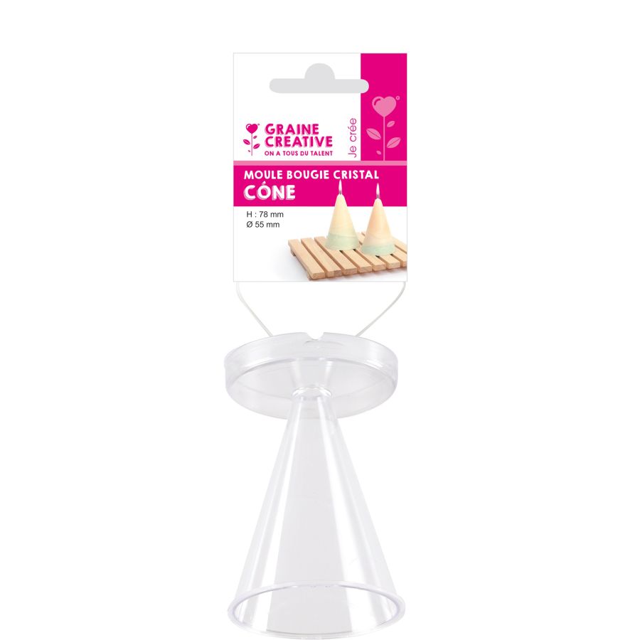 MOULE BOUGIE CRISTAL MOYEN CONE H 78 MM - DIAM 55 MM