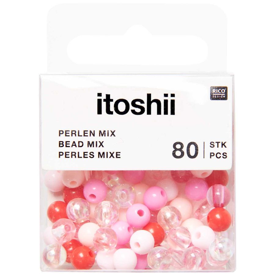 PERLES EN PLASTIQUE MELANGE ROSE / IRISEE DIAM 6 MM 80 PIECES