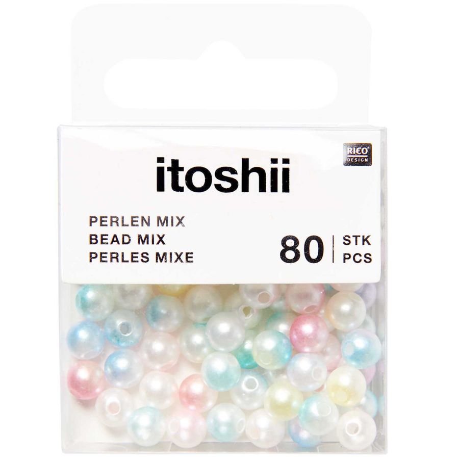 PERLES EN PLASTIQUE MELANGE ARC-EN-CIEL DIAM 6 MM 80 PIECES