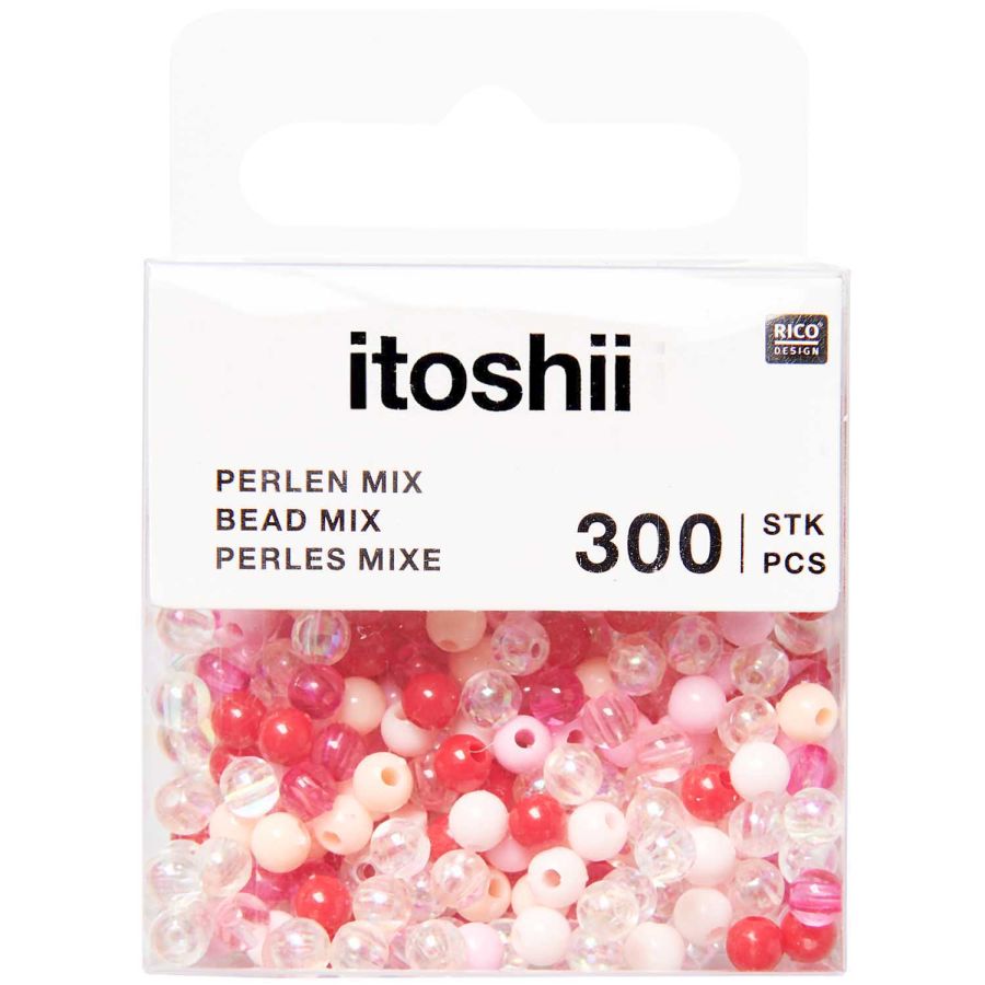 PERLES EN PLASTIQUE MELANGE ROSE / IRISEE DIAM 4 MM 300 PIECES