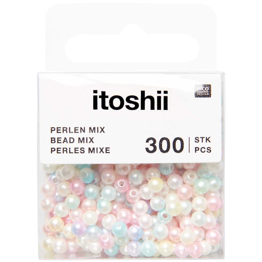 PERLES EN PLASTIQUE MELANGE ARC-EN-CIEL DIAM 4 MM 300 PIECES