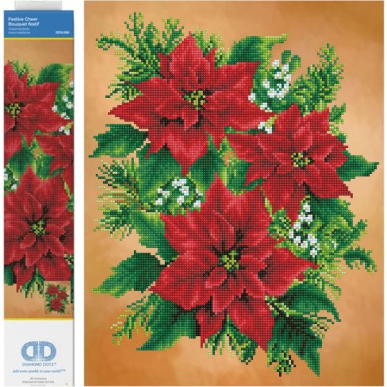 BRODERIE DIAMOND DOTZ - BOUQUET DE POINSETTIAS