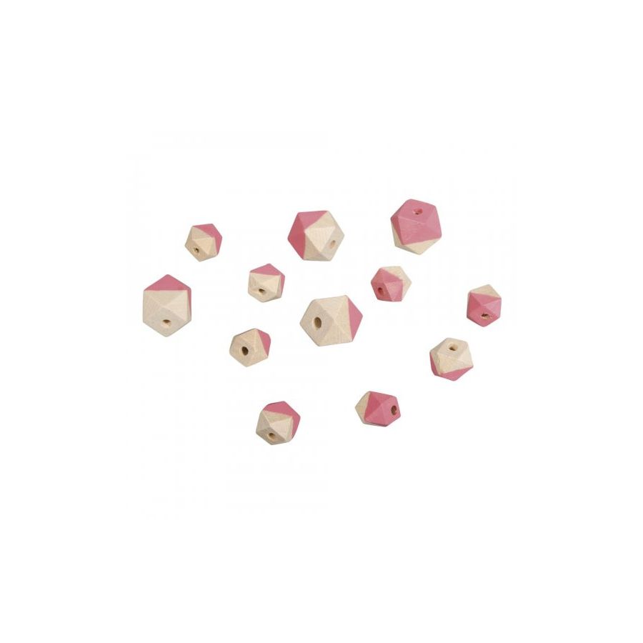 PERLES EN BOIS DIAMANT - ROSE FONCE MAT IM#1954