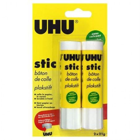 UHU 2 STICS BLANC 21G